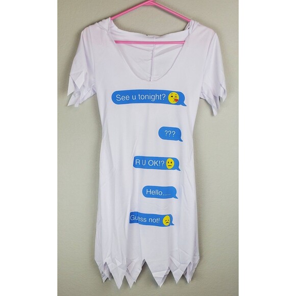 NWOT Costume Culture Women's Small Hooded Ghost Text Dress Halloween Costume - Picture 1 of 3